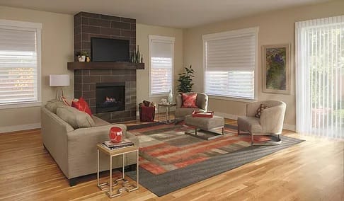 dow--Beautiful-Solutions-for-every-Room family room with blinds on windows